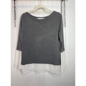 NWT Vila Milano Gray Layered Sweater Top Career Classic Pullover Womens Size S